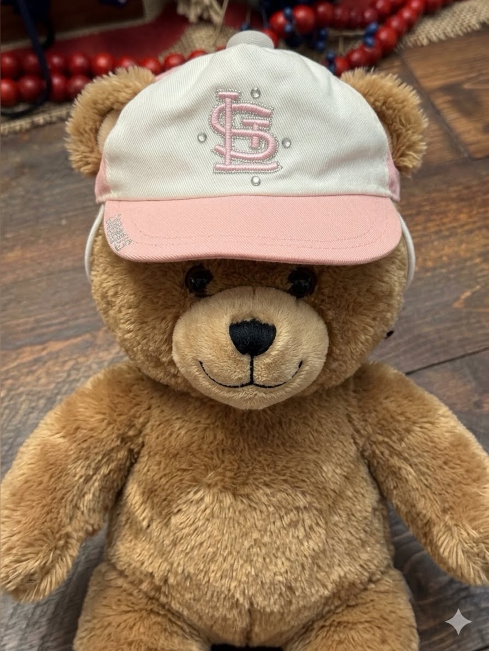 St Louis Cardinals & Build A Bear wear ball cap pink rhinestones white BABW GUC